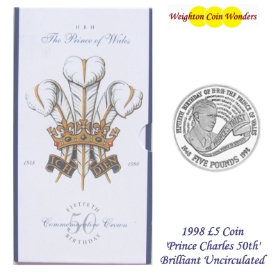1998 BU £5 Crown Pack – Prince Charles 50th Birthday